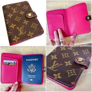 Custom LOUIS VUITTON Passport Agenda Cover LV Monogram & Pink Leather for Travel